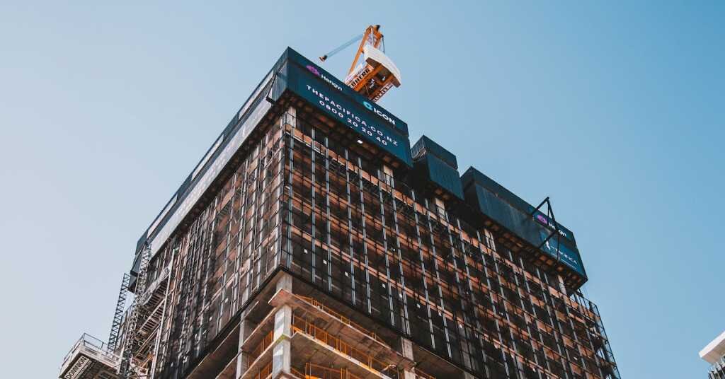Commercial building construction from a ground's view