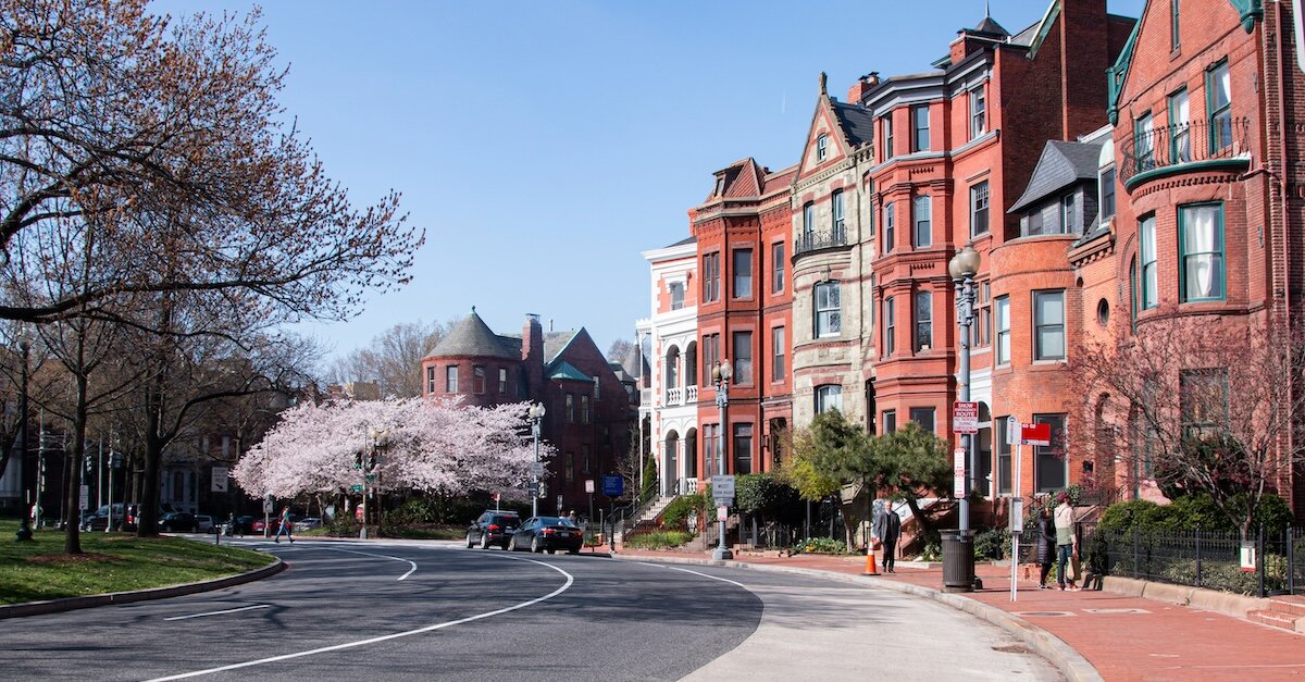 Washington DC city neighborhood in the spring time