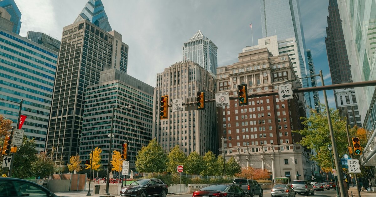 A busy street in downtown Cleveland Ohio