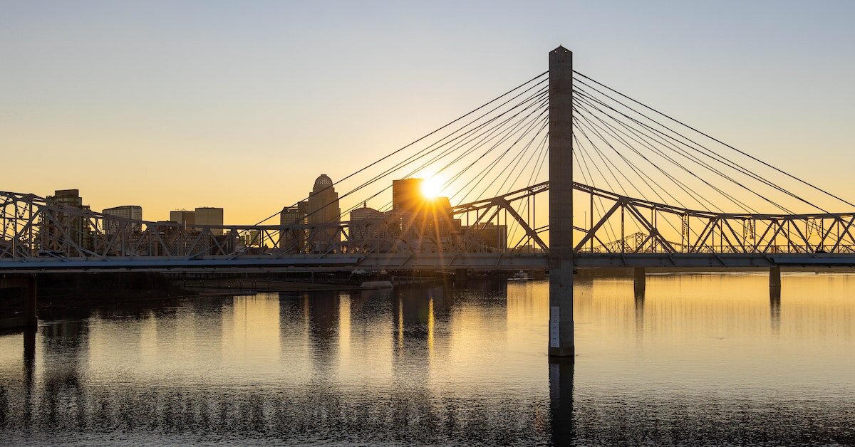 The waterfront of Louisville's downtown and bridge