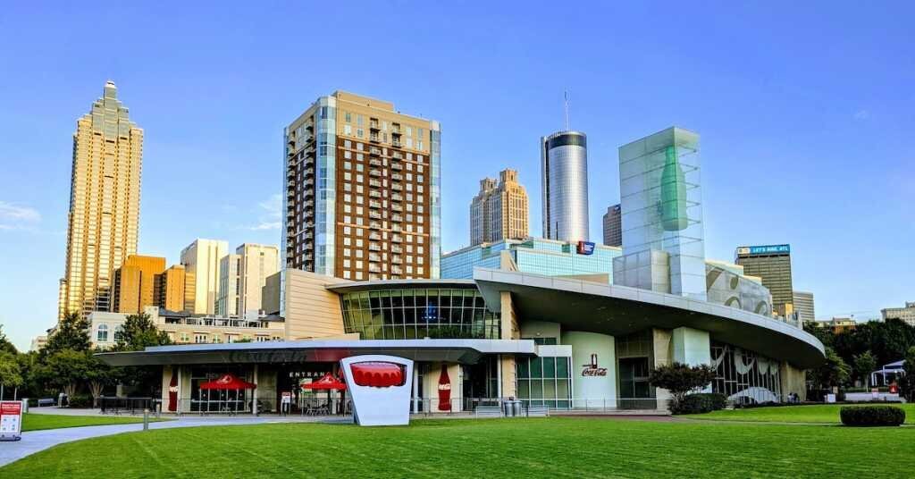 The outside of the Coca Cola museum in Atlanta