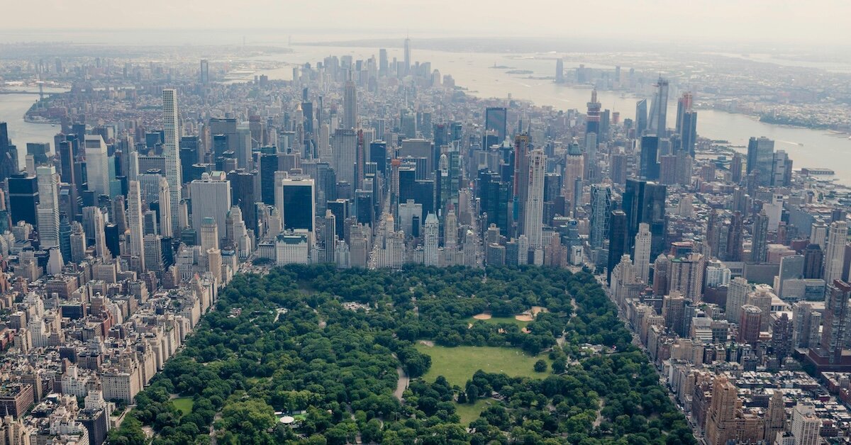 Central Park and the southern skyline of Manhattan in New York City