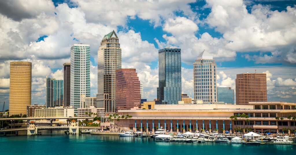 The city of Tampa as seen from the bay
