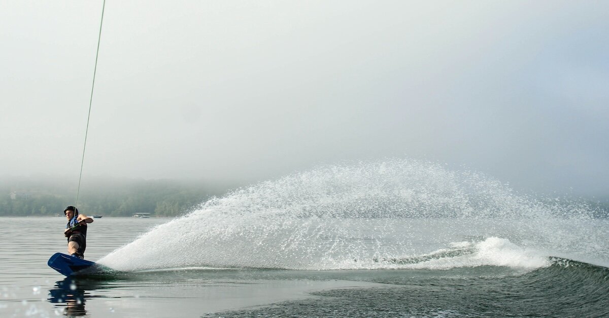 A person wakeboarding