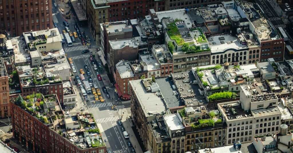 A view of smaller buildings and multifamily apartments in Brooklyn NYC