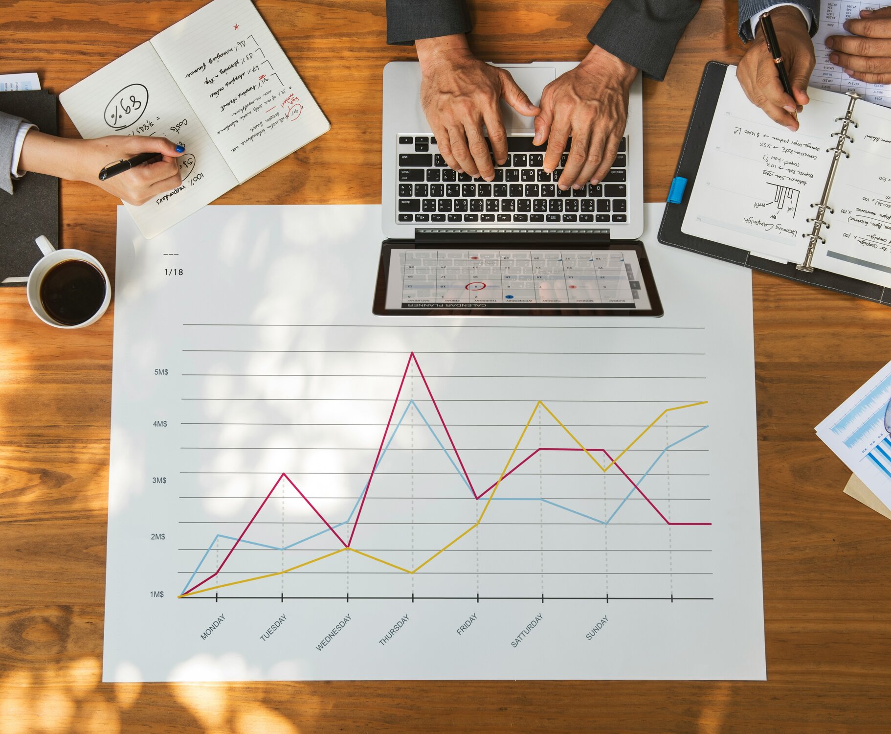 data, charts and graphs with computer