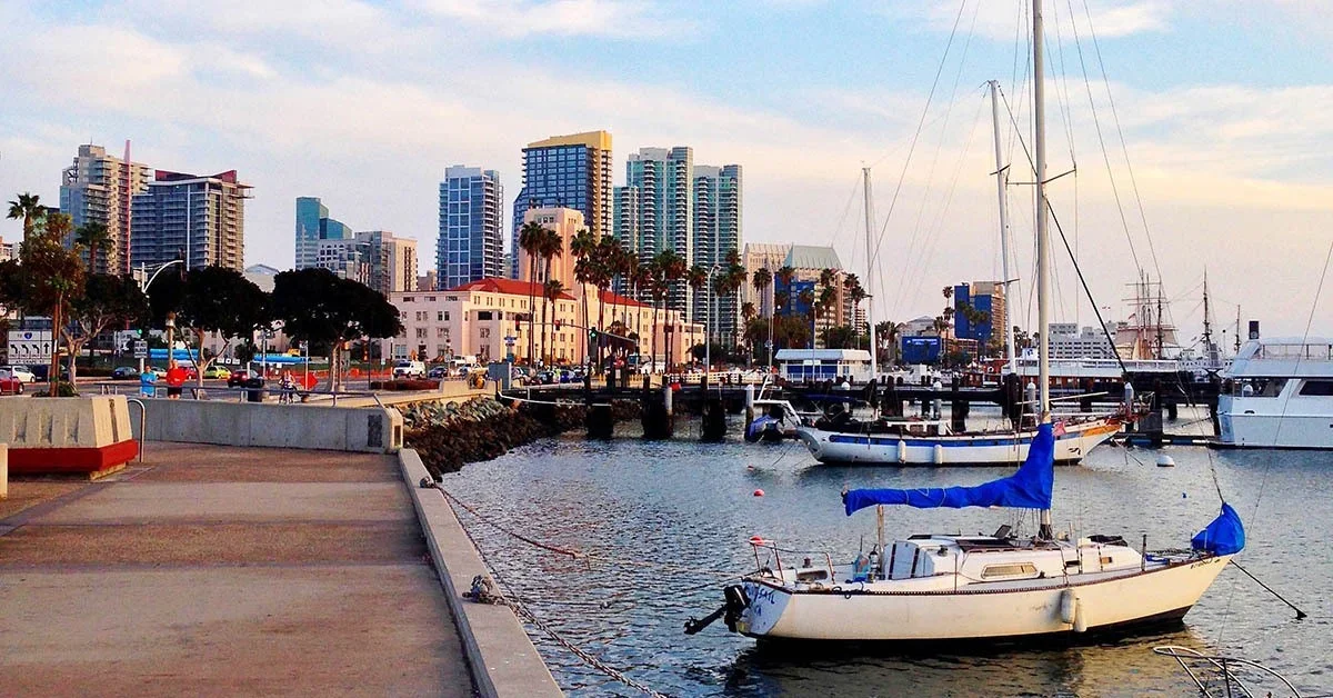 Boats near Seaport Village in San Diego