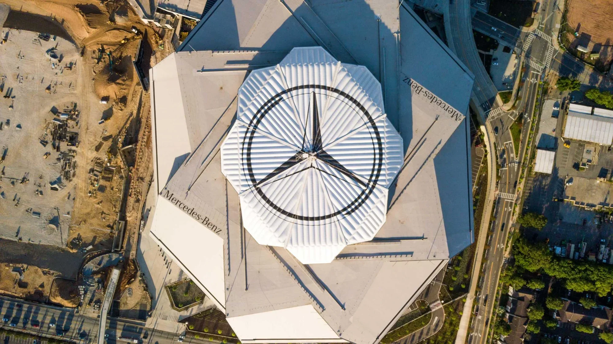 Overhead photo of the Mercedes arena in Atlanta, Georgia