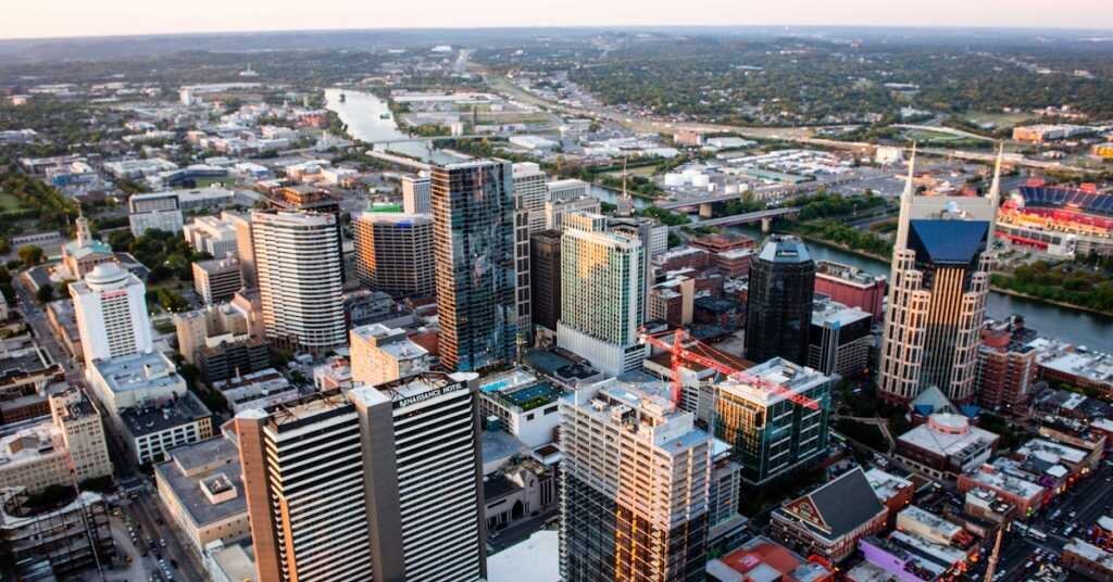 The cityscape of Downtown Nashville, Tennessee
