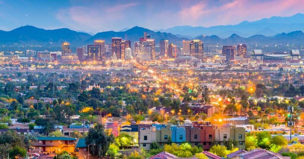 A view of downtown Phoenix, Arizona from the suburbs