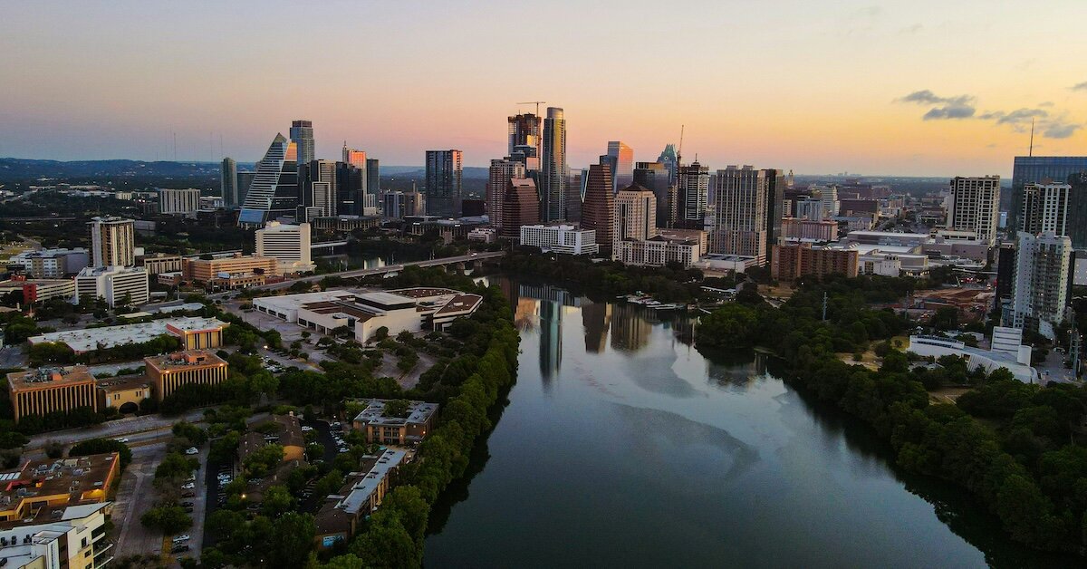 Downtown Austin and South Congress at sunset