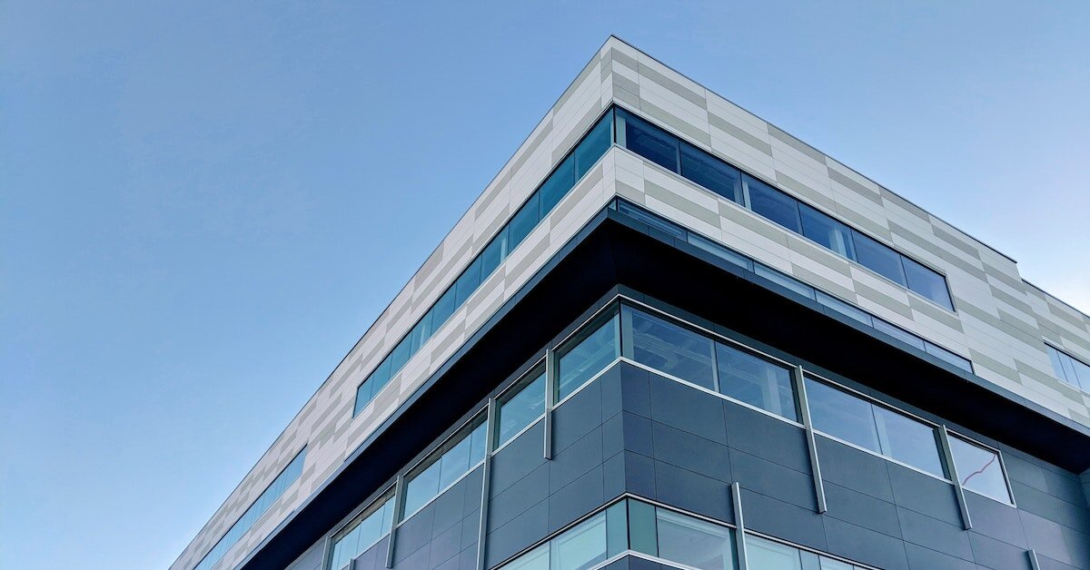 Corner of modern office building