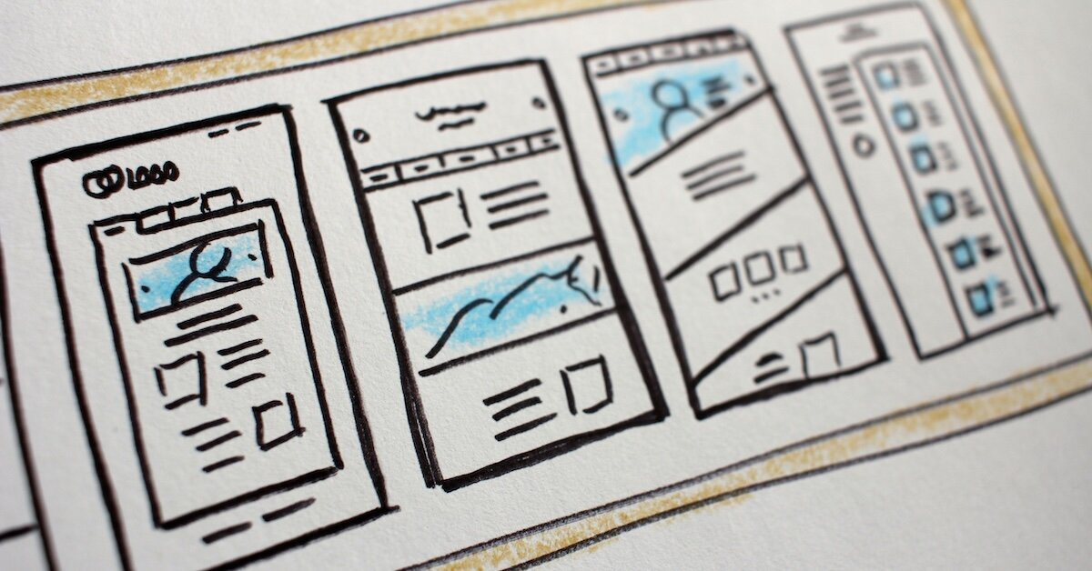 A mock-up of listing pages drawn by hand