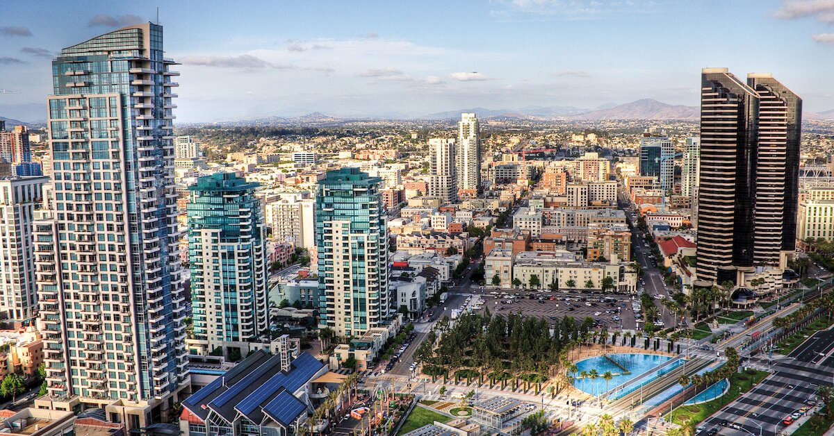 downtown San Diego from the view of a highrise