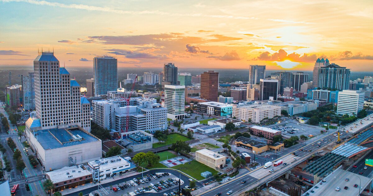 A downtown city skyline