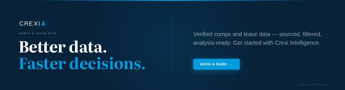 A banner directing people to Crexi Intelligence for a demo.