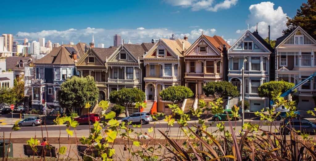 Historic colorful apartments in San Francisco, CA