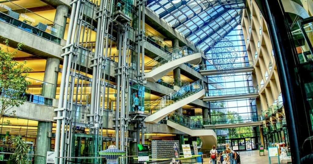 The inside of a four-story mall in Salt Lake City