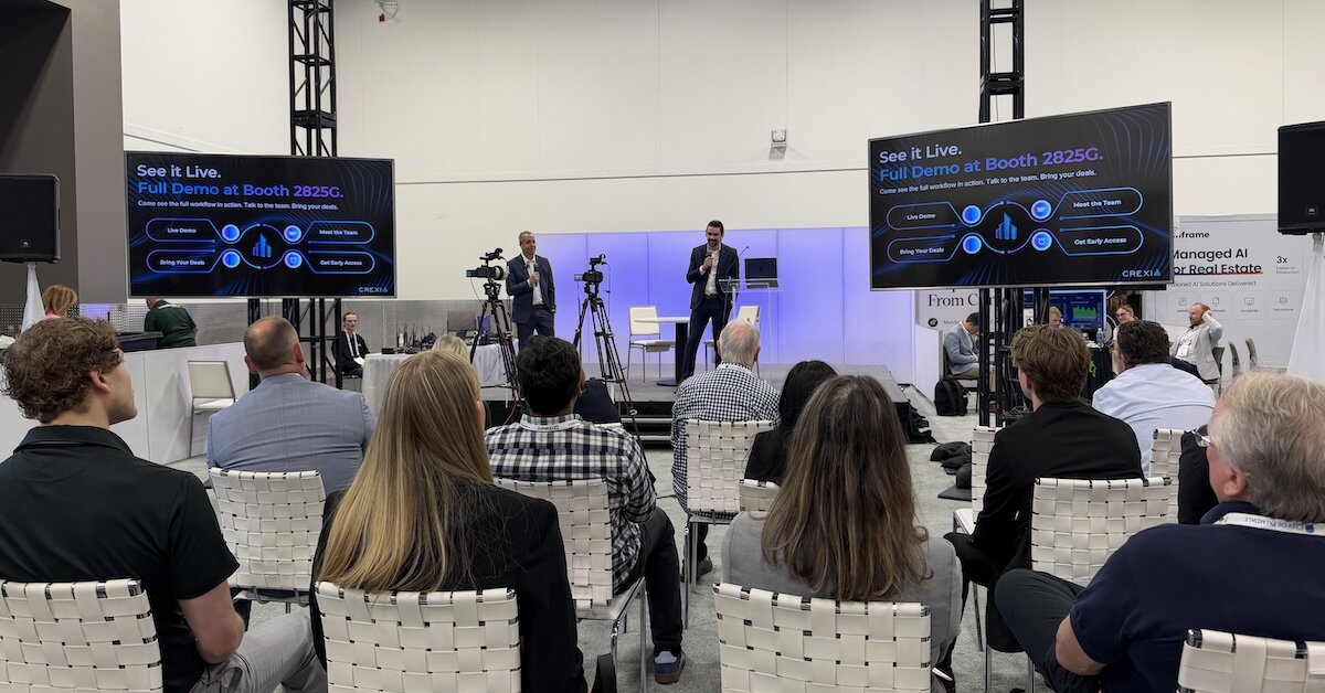 Product team giving a demo of Crexi AI tools at ICSC