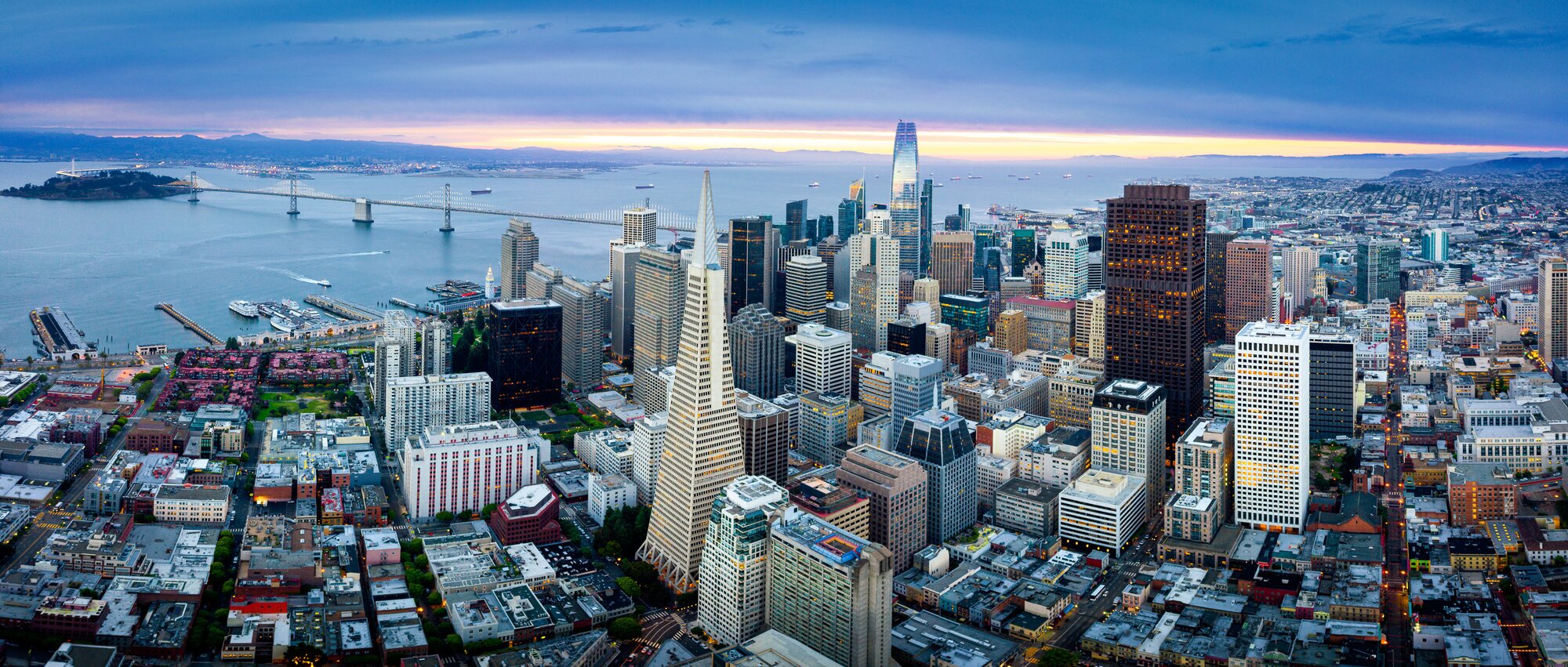 Ariel view of the San Francisco skyline 