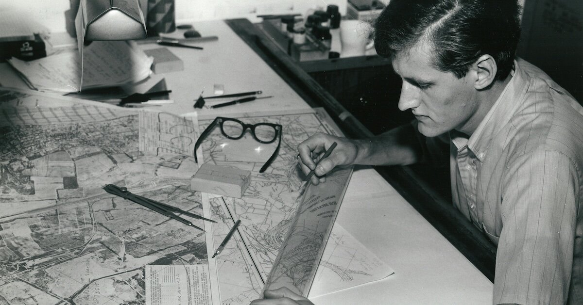 a developer mapping out city planning and points of interest during a site selection process