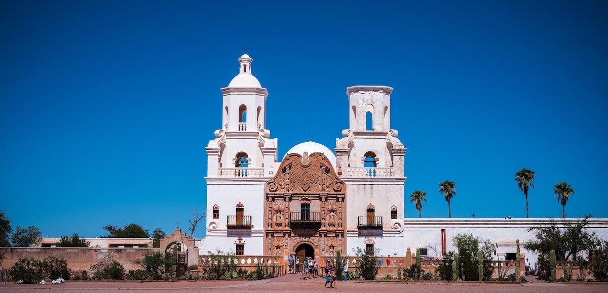 An older, mission-style architectural building in Tucson