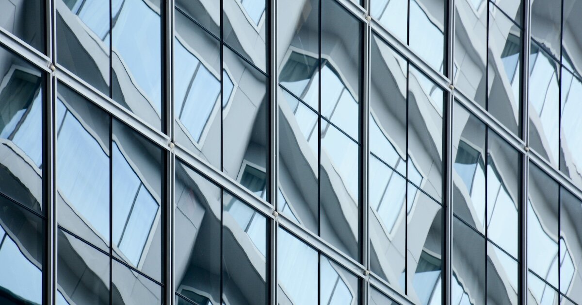 Reflections in a tall commercial building
