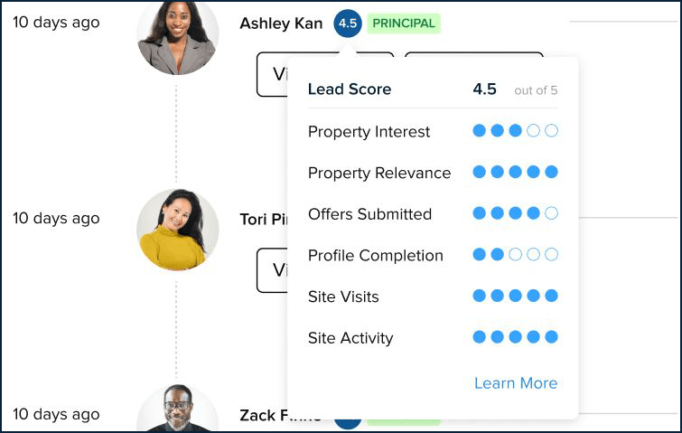 screenshot of new CREXi Lead Score feature