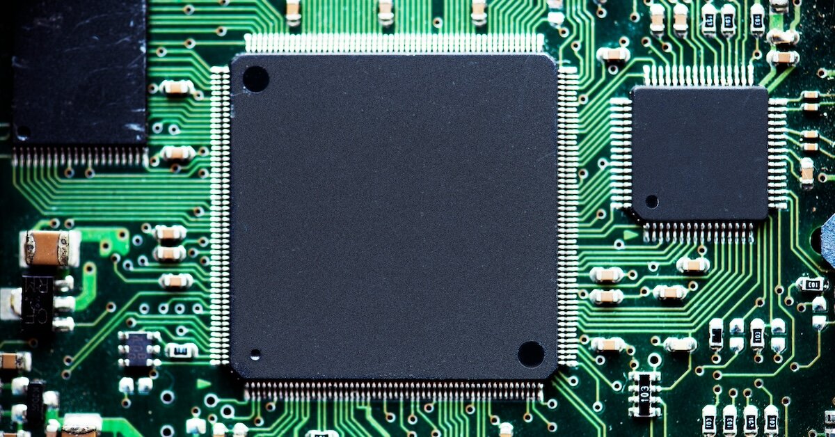 A computer chip with exposed circuits, how AI operates