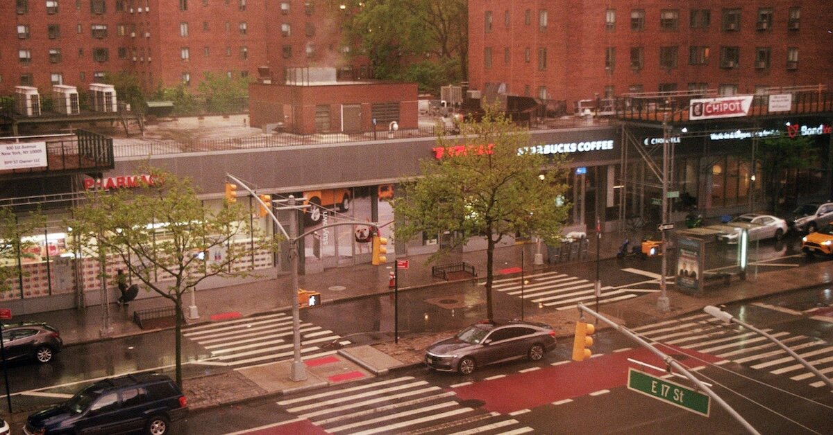 a central urban shopping center strip mall