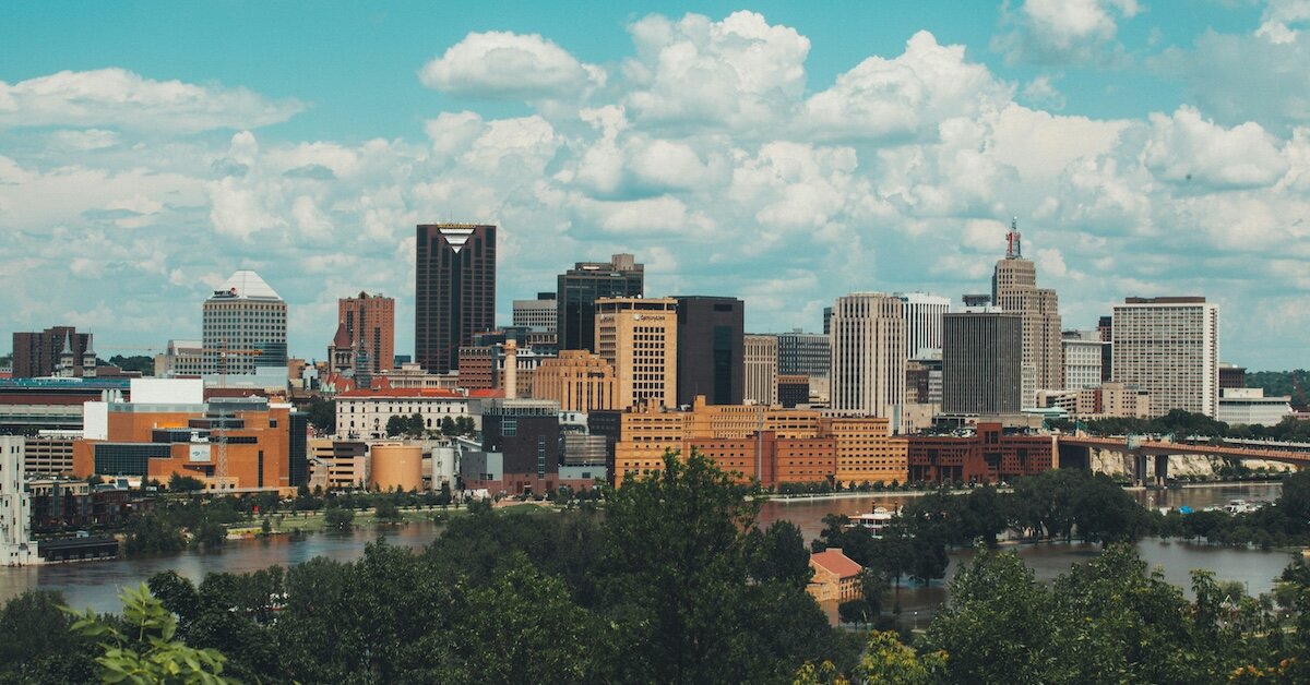 Drone view of St. Paul, Minnesota
