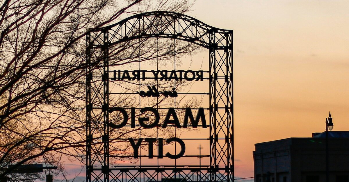 The back of the "Welcome to Magic City" sign in Birmingham Alabama