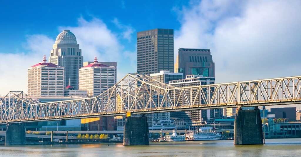 The bridge over a river adjacent to Louisville