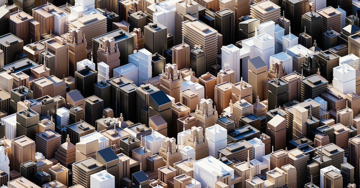 a grid of skyscrapers that are digitally produced