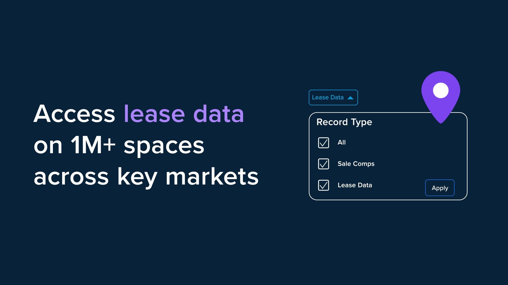 "Access lease data on over one million spaces across key markets"