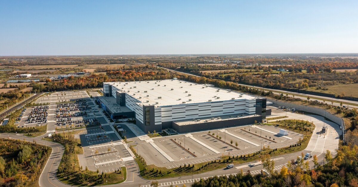 drone view of a data center