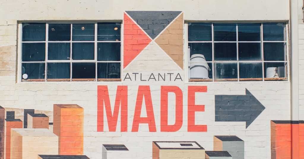 A mural with the phrase "Atlanta Made" and an arrow pointing to the right