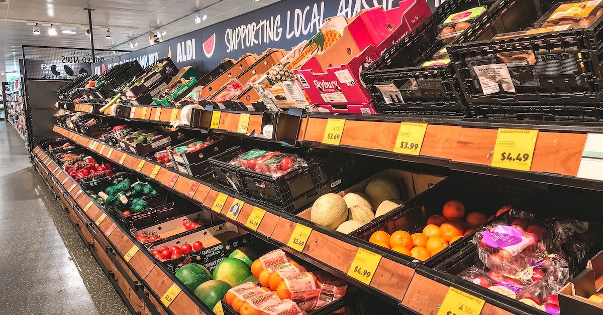 Produce section of the Aldi supermarket.