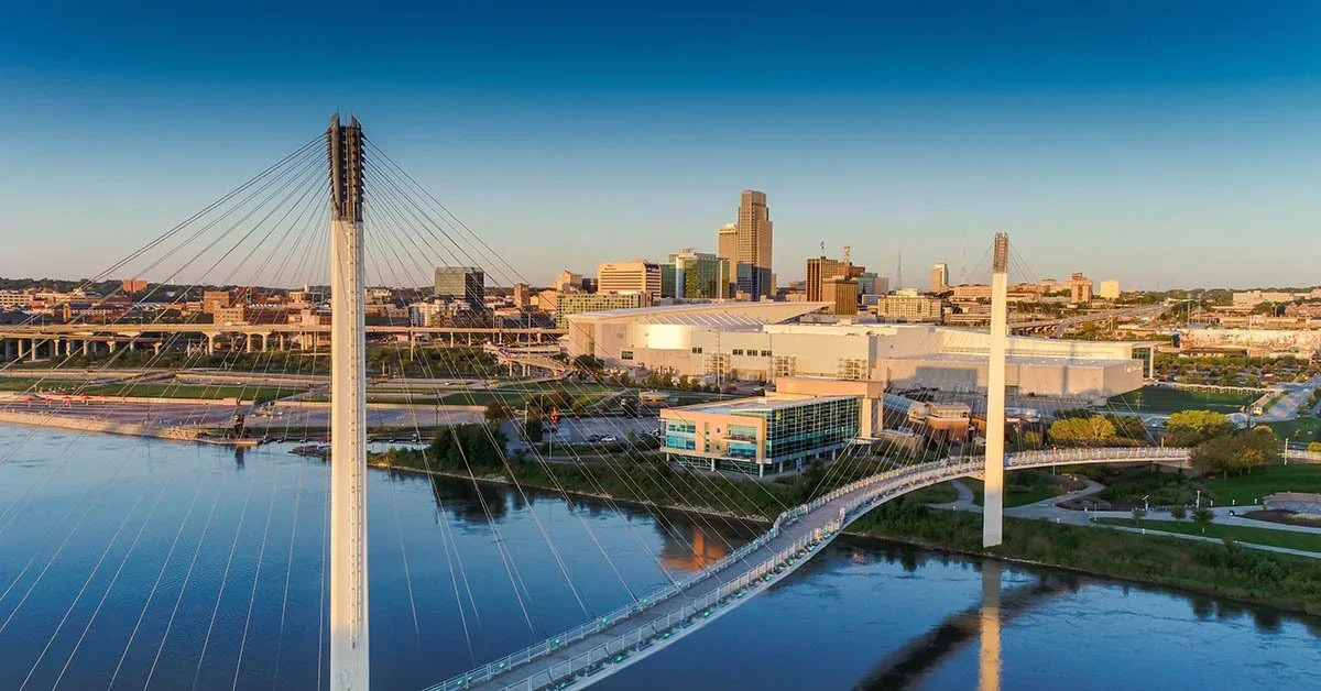 A bridge rolling into Omaha, NE