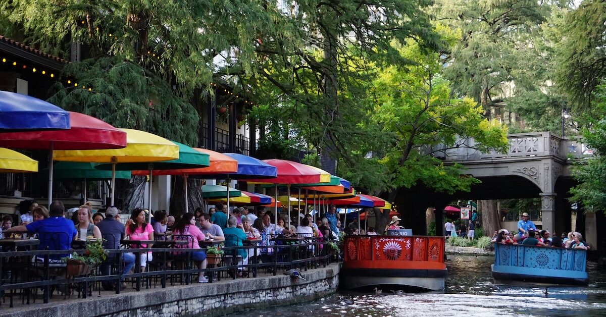Riverboats on San Antonio's downtown river restaurants and retail