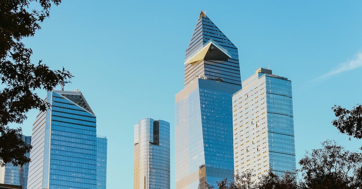 Skyscrapers stand out amid a wintry sky, symbolizing changing commercial real estate trends