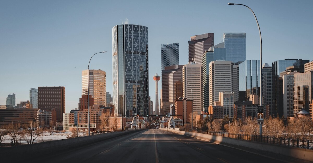 a city zoned for tall office buildings