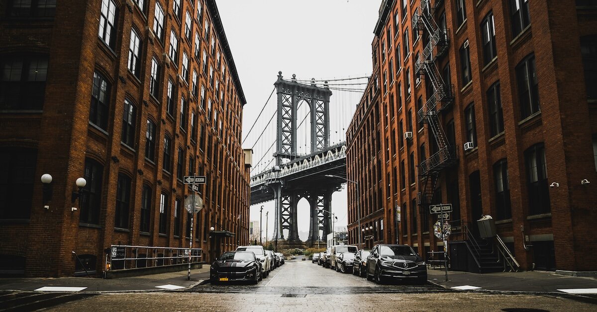 Dumbo view of the brooklyn bridge in new york