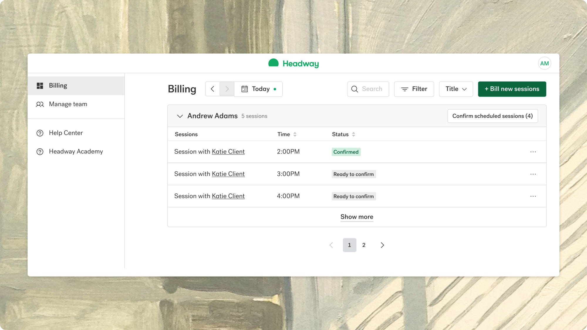 headway group practice screenshot