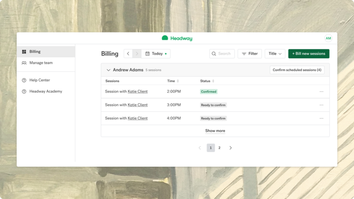 headway group practice screenshot