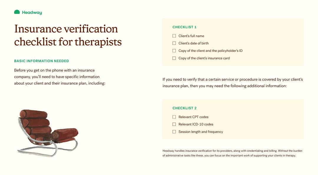 insurance verification checklist for therapists pdf