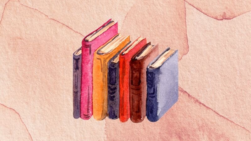 An illustration of a row of books.