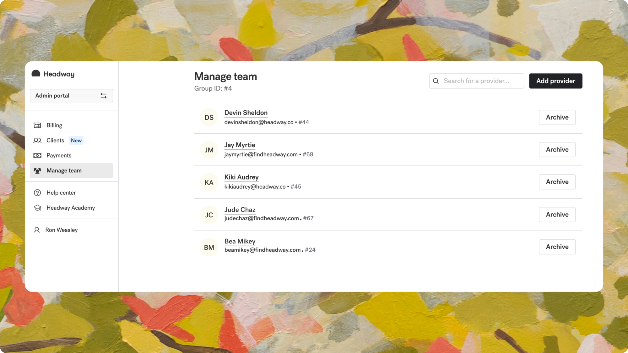 manage team tools in headway