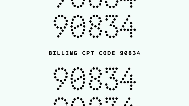 Text on an blue background: Billing CPT code 90834