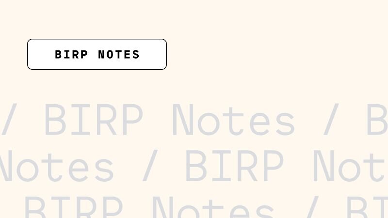 A graphic pattern using the term "BIRP notes."